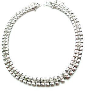 Tennis Style Bracelet Crystal Silver-tone